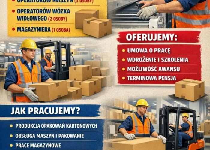 Grajewo ogłoszenia: Zatrudniamy teraz!
* Praca na dłużej
* Stabilne warunki

PPH...